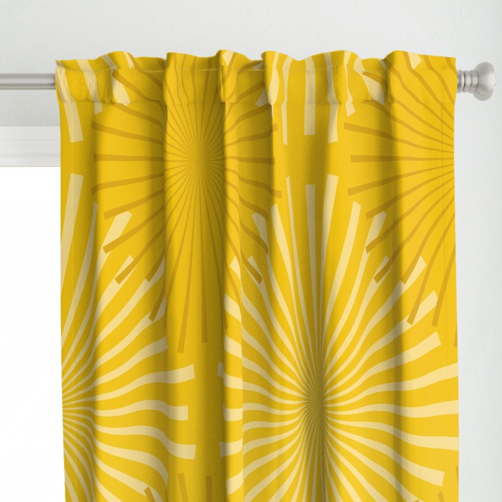 Abstract Curtain Panel Modern Ocean Sunburst yellow by Etsy