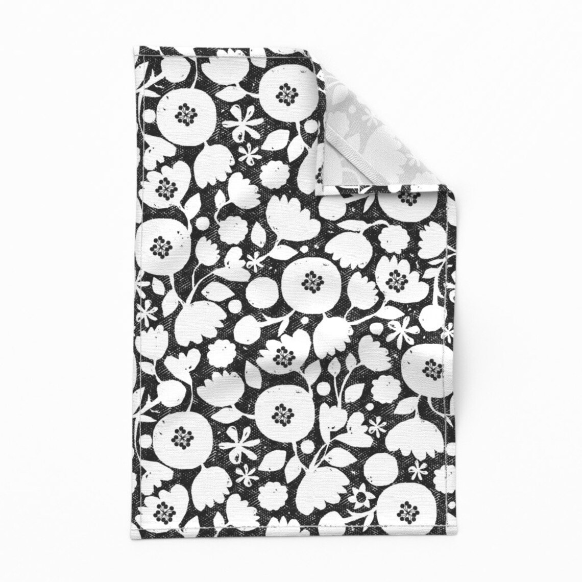 Black and White Tea Towels set of 2 Clear Cut Flowers Etsy UK