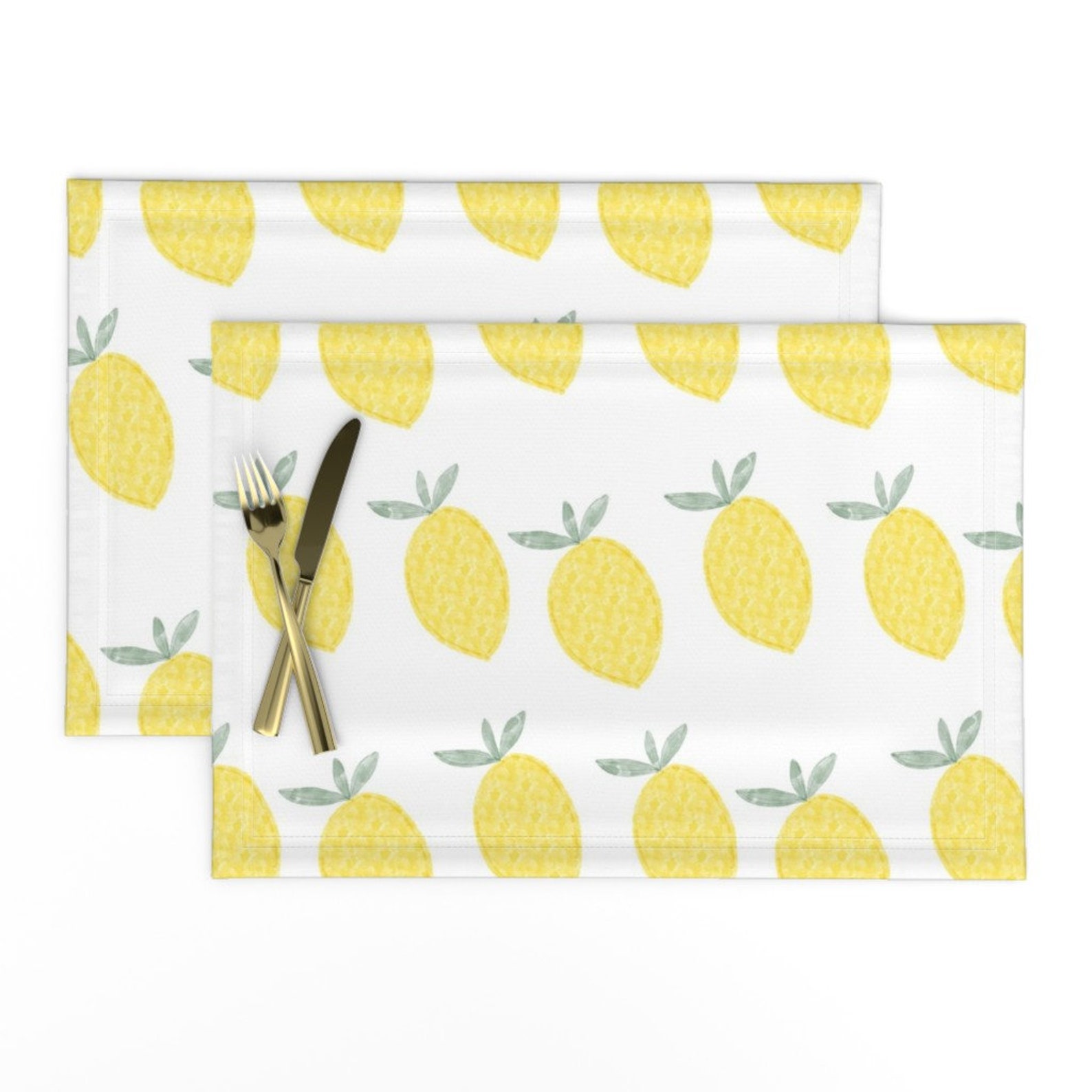 Citrus Placemats set of 2 Lemons by Caileystrube Summer Etsy