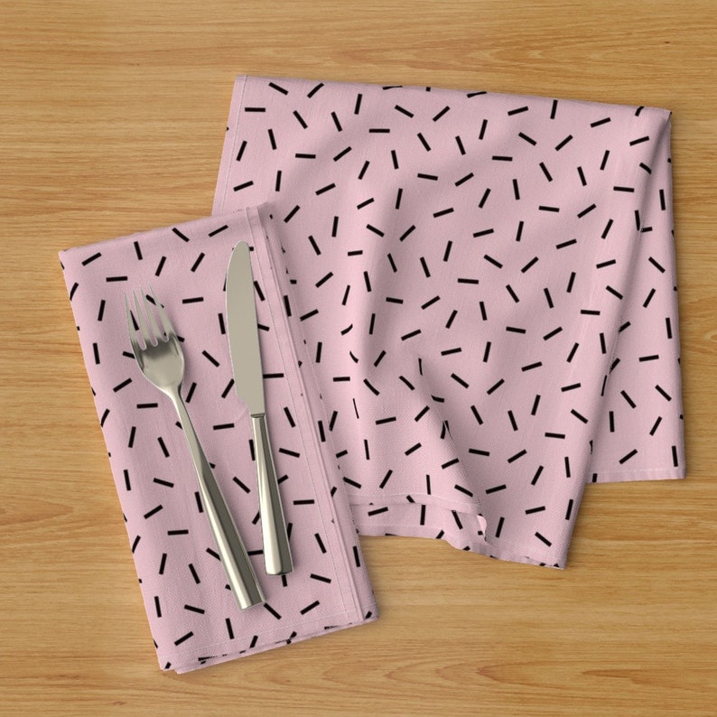 Mod Retro Cloth Napkins by Spoonflower Confetti Dinner Napkins - Postmodern Funfetti In Pink Black by elliottdesignfactory Set of 2