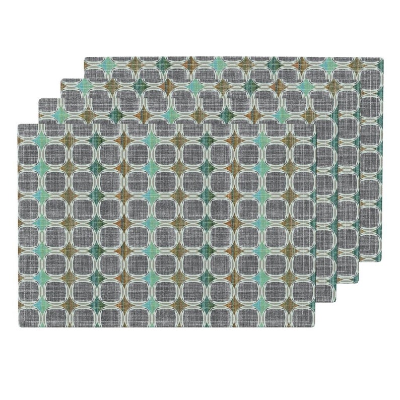 - Danish Modern Jade by joanmclemore Circles Jade Aqua Danish Modern 1960 Cloth Placemats by Spoonflower Geometric Placemats Set of 4