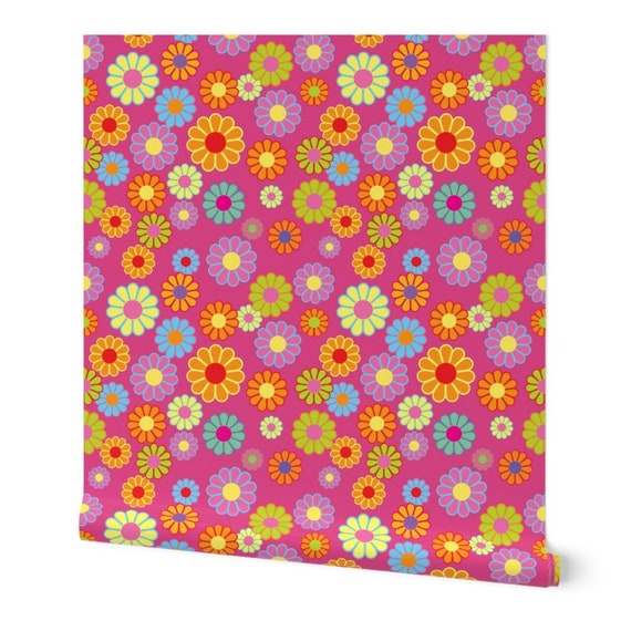 Psychedelic Floral Commercial Grade Wallpaper Hippie Flowers - Etsy Psychedelic Floral Commercial Grade Wallpaper Hippie Flowers - Etsy