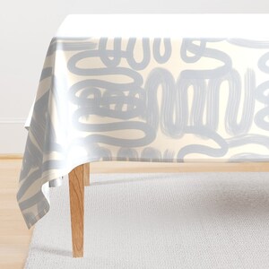 Abstract Tablecloth - Squiggle Soft Blue Cream by danika_herrick - Cream Paint Graffiti Soft Blue Cotton Sateen Tablecloth by Spoonflower