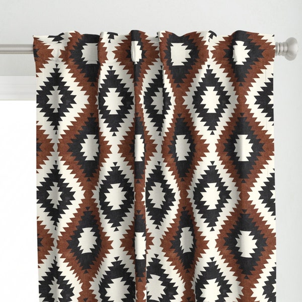 Tribal Inspired Curtain Panel - Southwestern Boho by littlearrowdecor - Geometric Diamond Rustic Desert Custom Curtain Panel by Spoonflower