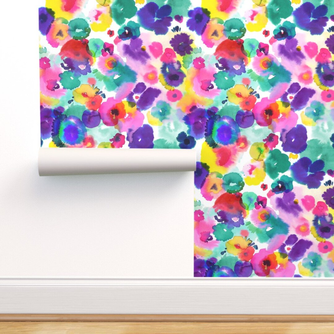 Abstract Floral Wallpaper Abstract Colorful Floral - Etsy