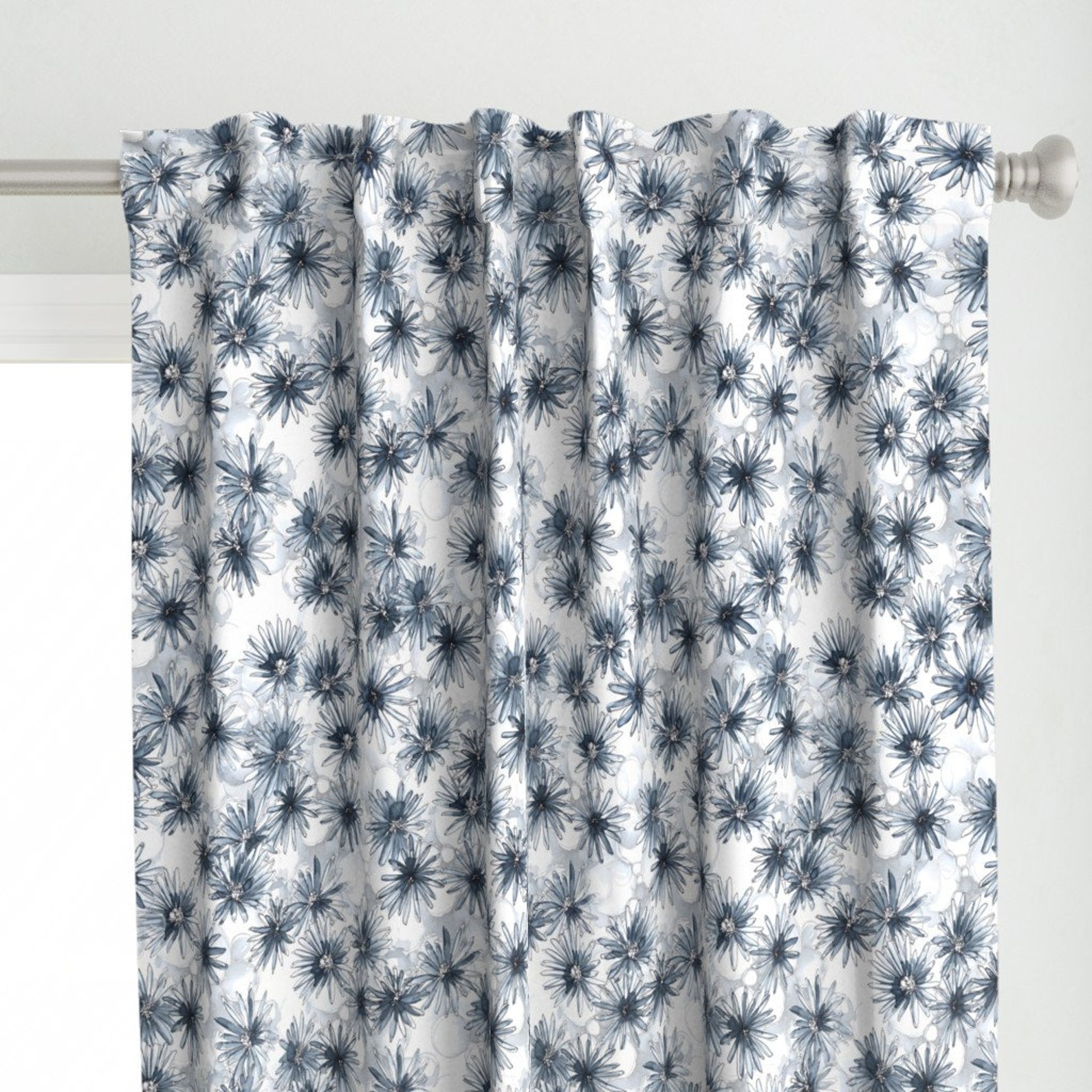 Daisies Curtain Panel Modern Abstract Floral by lanagibson Etsy