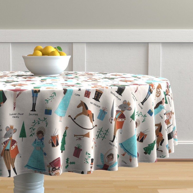 Christmas Round Tablecloth Nutcracker Red Green by Etsy