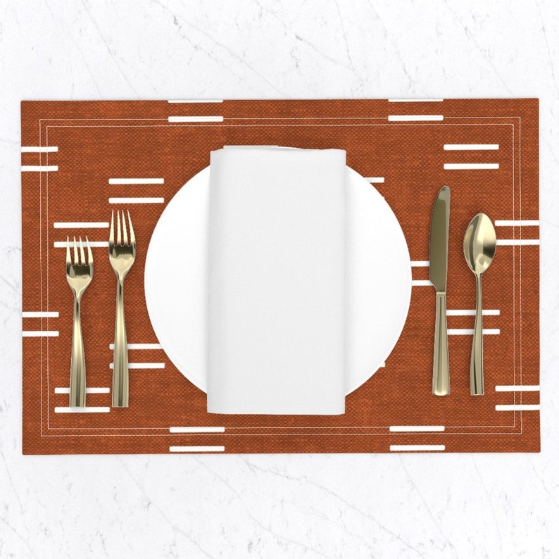 Burnt Orange Placemats set of 2 Double Dash Orange by Etsy