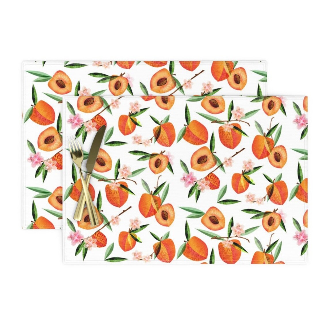 Peaches Placemats Set of 2 Simply Peachy by mulberry_tree Etsy