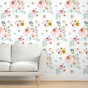 Spring Floral Commercial Grade Wallpaper 18 April Love No Dandelions by shopcabin Watercolor Boho Wallpaper Double Roll by Spoonflower image 2