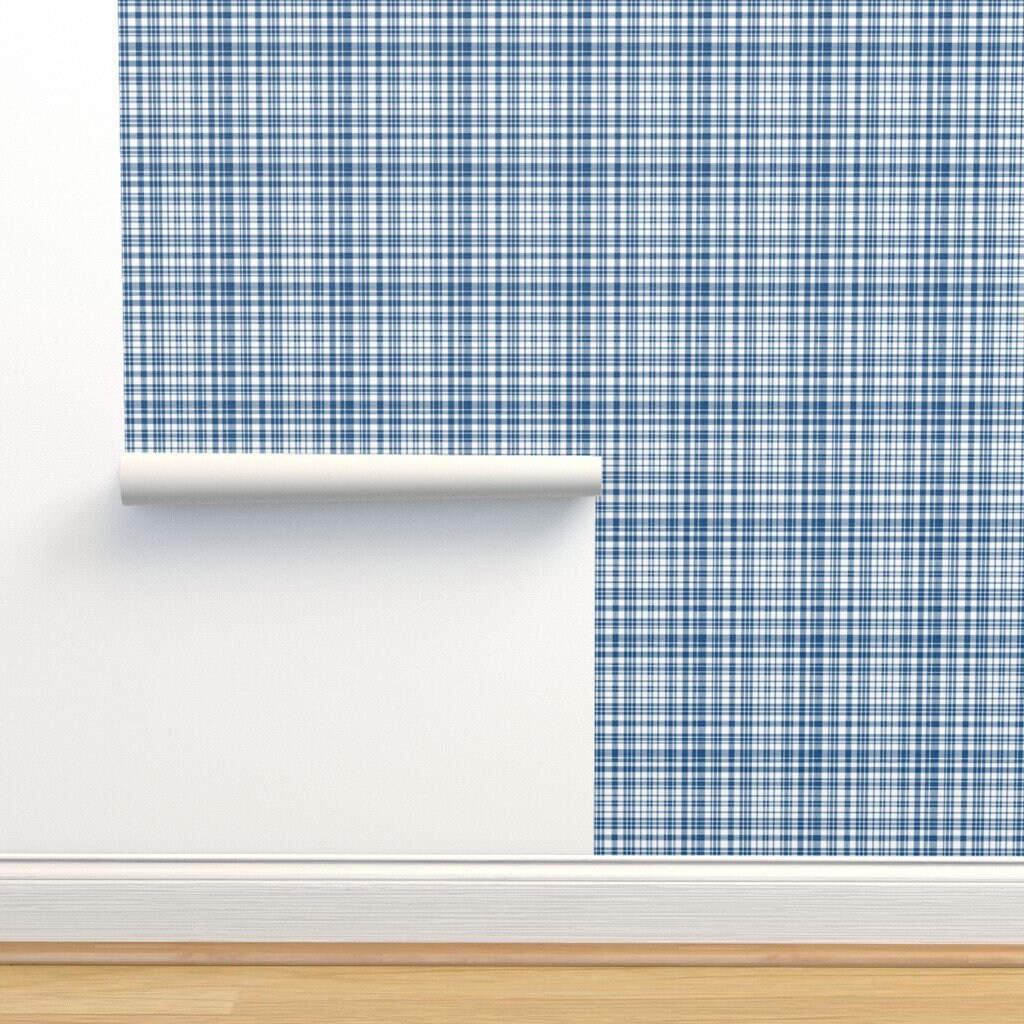 Blue White Plaid Wallpaper