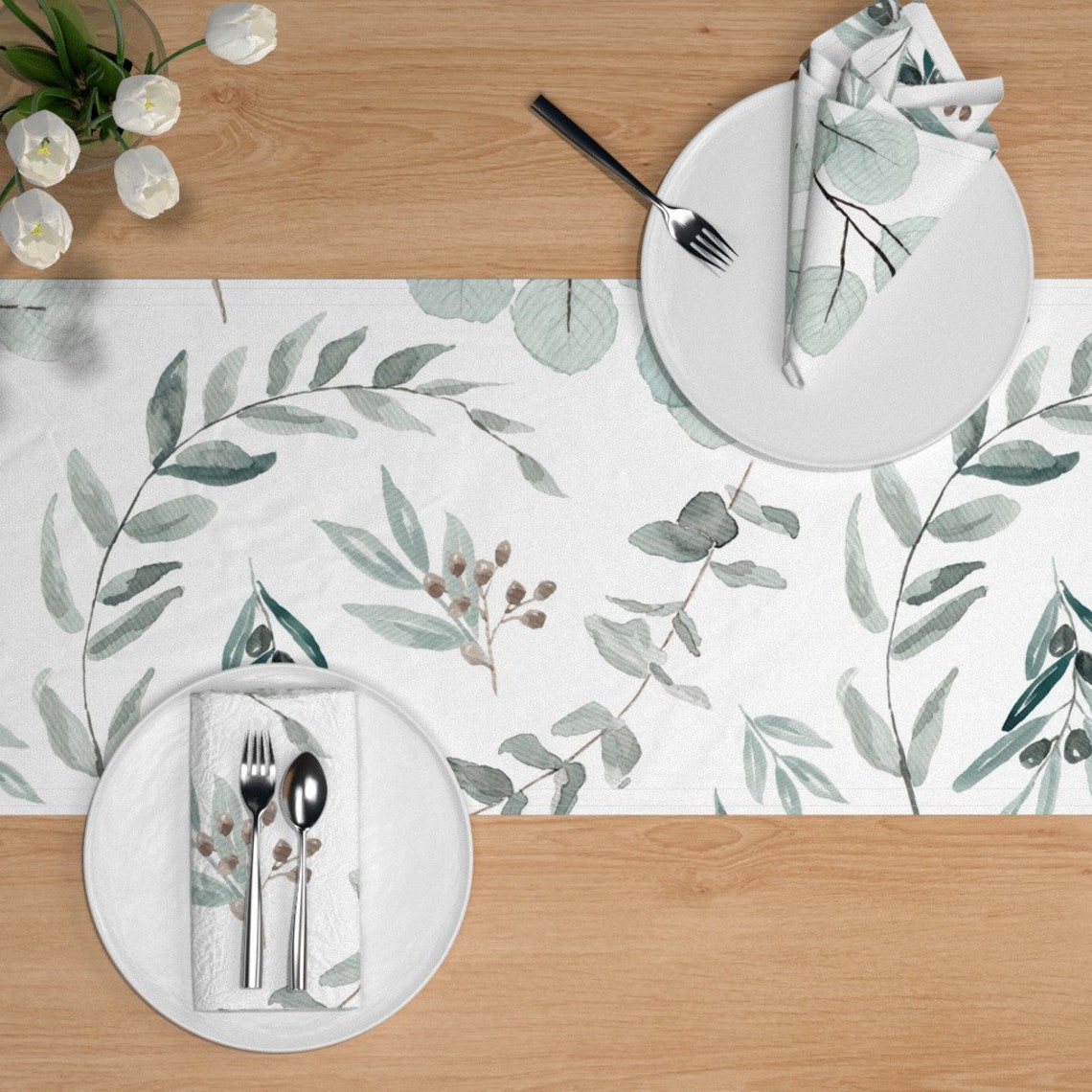 Painted Eucalyptus Table Runner Jumbo Scale Eucalyptus by Etsy