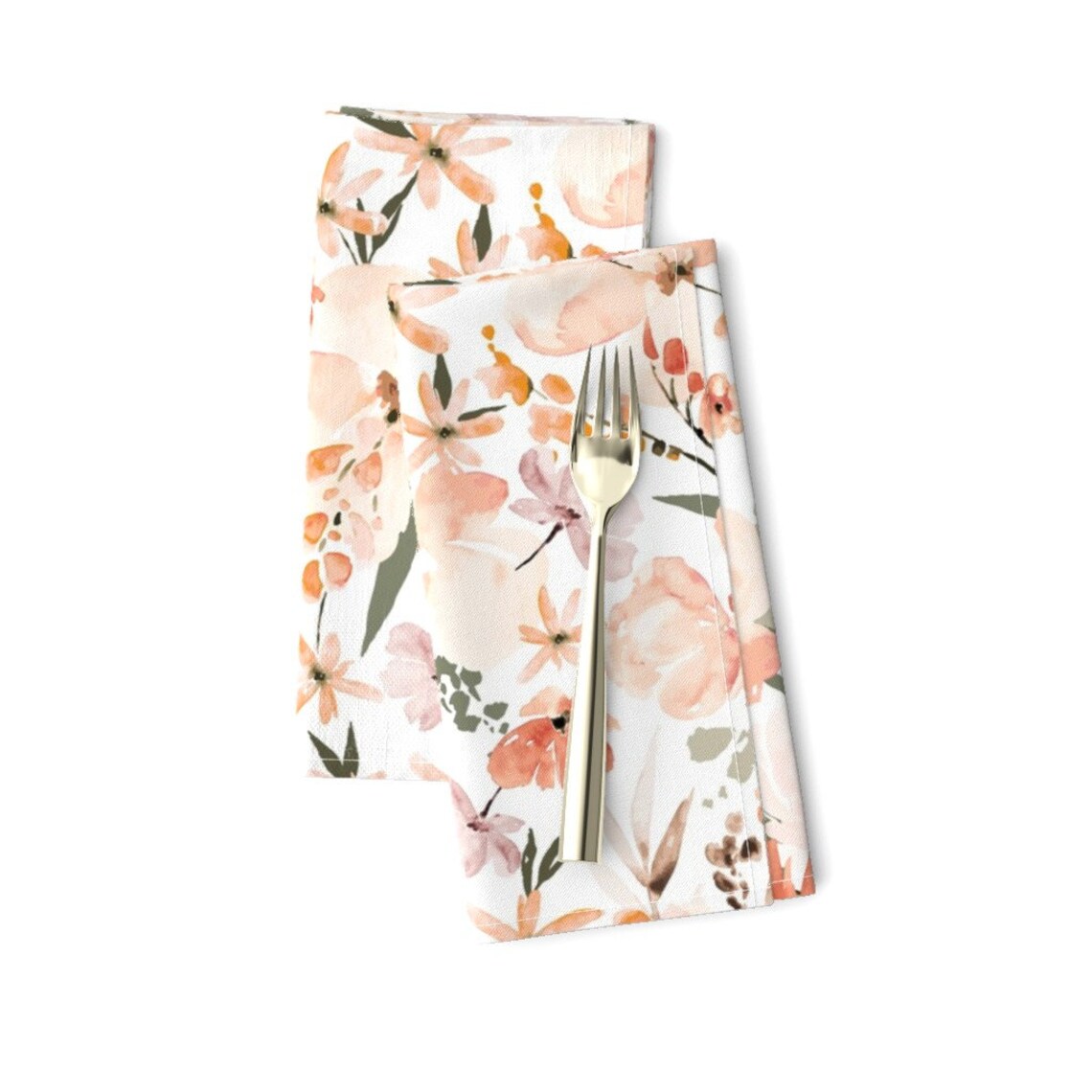 Peach Floral Dinner Napkins Set of 2 Earth Tone Floral Etsy