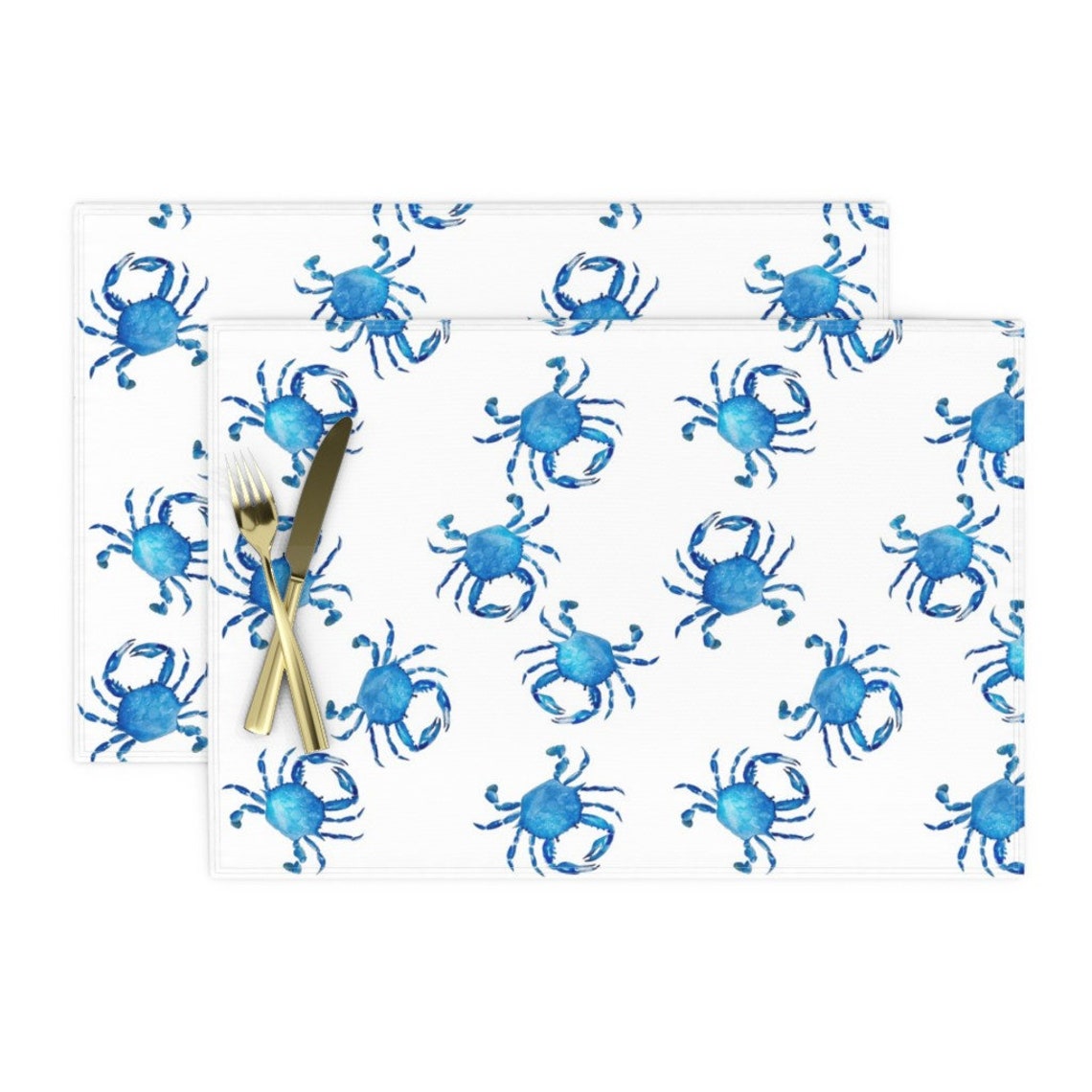 Nautical Placemats Set of 2 Blue Crabs by wrensroost Etsy
