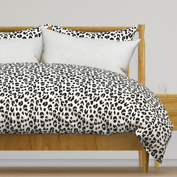 Leopard Bedding - Leopard by crystal_walen - Animal Print Black And White Cotton Sateen Duvet Cover OR Pillow Shams by Spoonflower