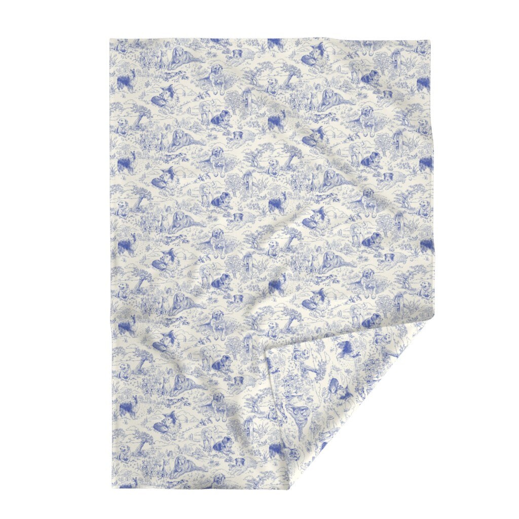 Blue Toile Throw Blanket Country Dogs Toile by Vinpauld - Etsy