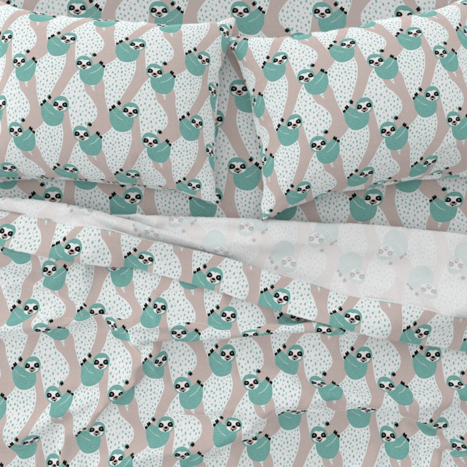 Sloths Sheets Blue Sloths Just Hang by littlesmilemakers Etsy