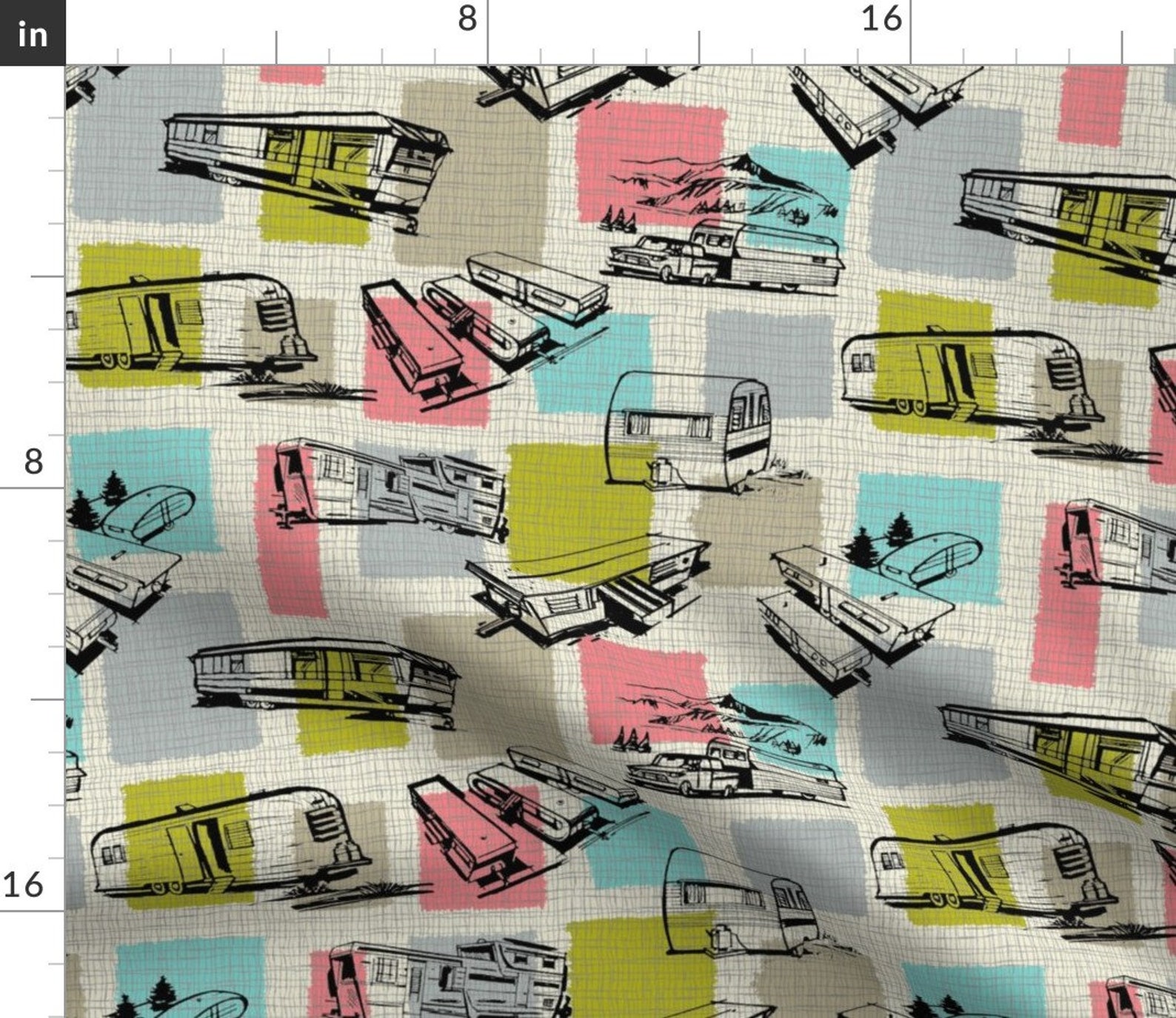 Vintage Tablecloth Retro Travel Trailer Love by Etsy