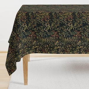 Floral Tablecloth - The Unicorn Floral Tapestry  by peacoquettedesigns -  Medieval Antique Spring Cotton Sateen Tablecloth by Spoonflower