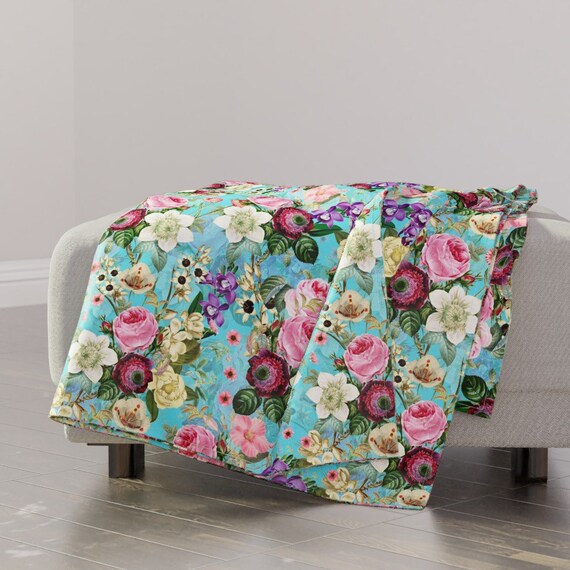 Victorian Throw Blanket Vintage Flower Garden Watercolor on Etsy