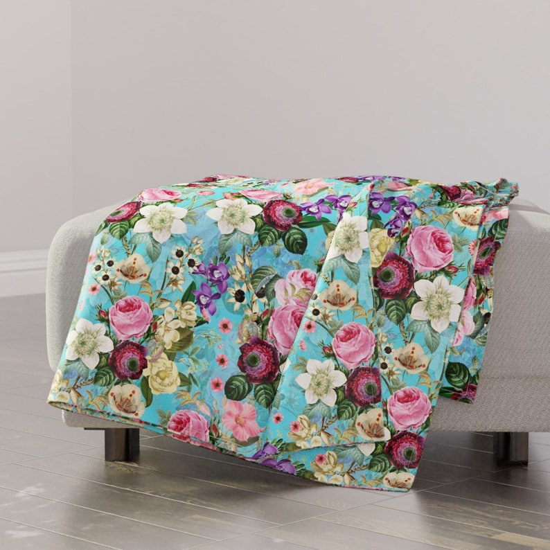 Victorian Throw Blanket Vintage Flower Garden Watercolor on Etsy