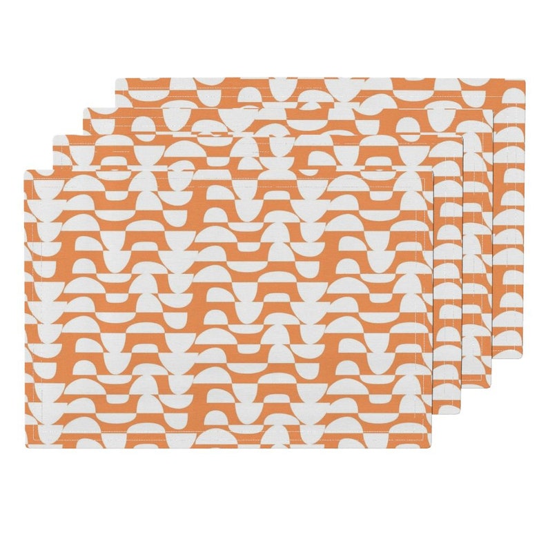 Dinner At Six Stacked Bowls By Enariyoshi Mod Orange Cloth Placemats By Spoonflower Set Of 4 Abstract Lines Placemats Home Living Linens