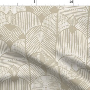 Panel de cortina con diseño geométrico sutil - Panel de cortina personalizado en tonos tierra Art Déco modernos - Arcos Art Déco neutros de misentangledvision - imagen 7