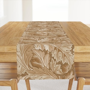 William Morris Table Runner - Acanthus by utart - Floral Vintage Brownmcream Arts And Crafts Cotton Sateen Table Runner by Spoonflower