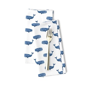 Watercolor Whales Dinner Napkins (Set of 2) - Whale by nagorerodriguezdesign - Nautical Sea Life Ocean Wildlife Cloth Napkins by Spoonflower