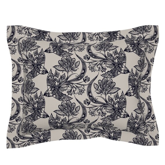 Intricate Lace Pillow Sham Lace Birds by ceciliamok Etsy