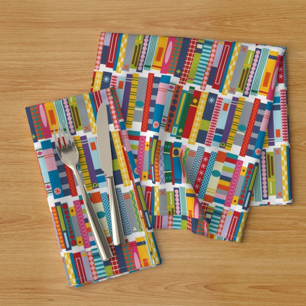 Pattern Dinner Napkins Set of 2 I Love Books de katerhees Etsy