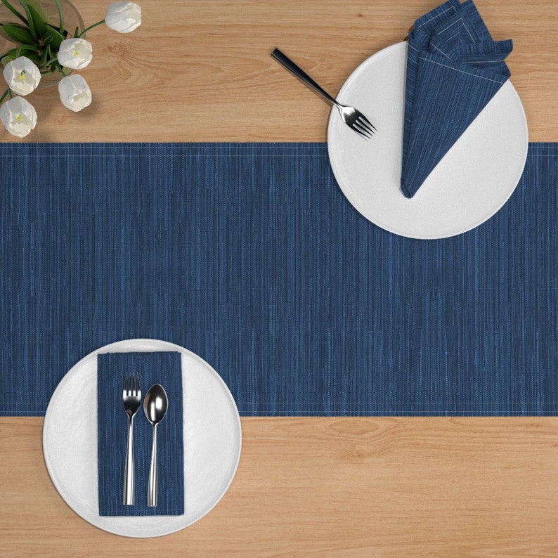 Nautical Table Runner Grasscloth in Navy by Etsy