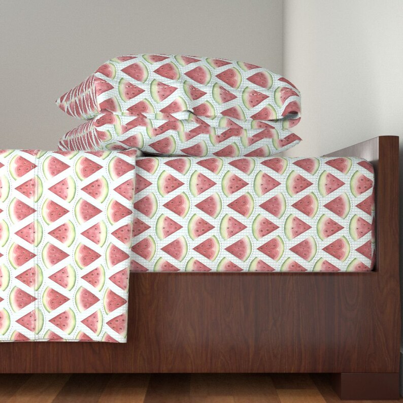 Fruit Red Green Watermelon Sheet Set with Spoonflower Fabrics Fruit Sheet Set Ants Love Watermelon by jillbyers