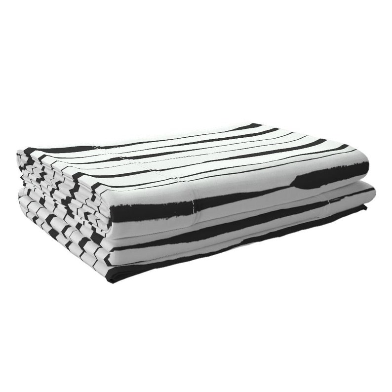 Striped Sheets Grungy Inky Stripes by daria/_nokso Abstract Ink Cotton Sateen Sheet Set Bedding by Spoonflower