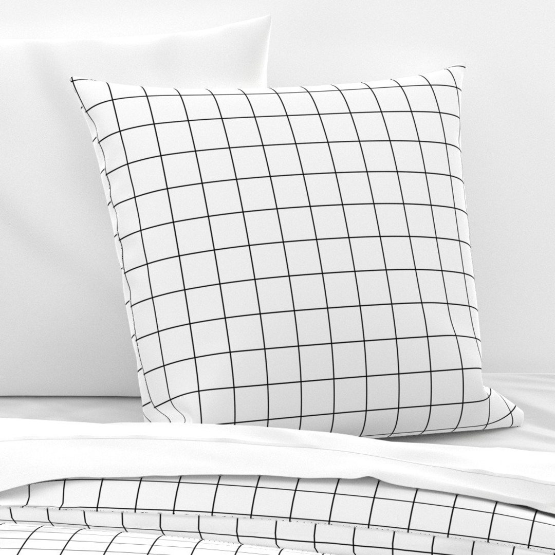 Square Grid Pillow Sham Black and White Windowpane Grid Etsy