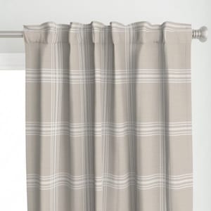 Farmhouse Check Curtain Panel - Windowpane Plaid by devondesignco - Windowpane Greige Plaid Large Scale Custom Curtain Panel by Spoonflower
