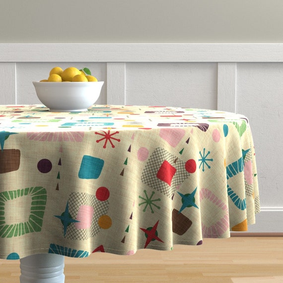Table Runner Mod Mid Century Modern Retro Vintage Geometric Orange Cotton Sateen Table Runner Mod Mid Century Modern Retro Vintage Geometric Orange Cotton Sateen