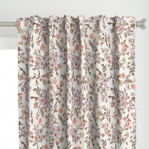 Traditional Curtain Panel - Sweet Vintage Floral by gomboc - Cottagecore Floral French Grandmillennial Custom Curtain Panel by Spoonflower