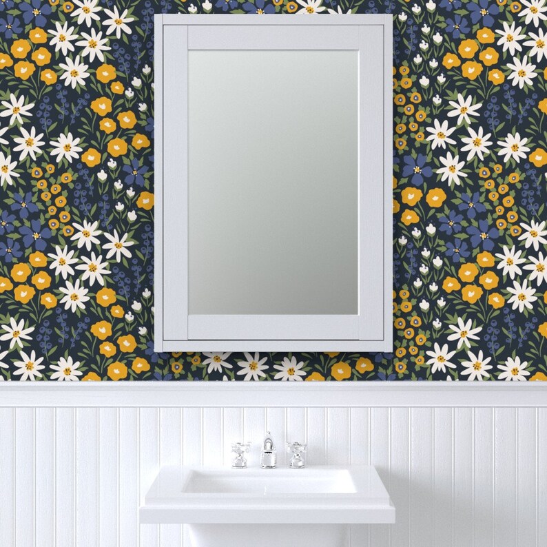 Vintage Ditsy Floral Wallpaper Midsummer Blooming by Etsy