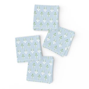 Preppy Pastel Cocktail Napkins (Set of 4) - Baby Botanical by danika_herrick - Tiny Scale Floral Light Blue Cloth Napkins by Spoonflower