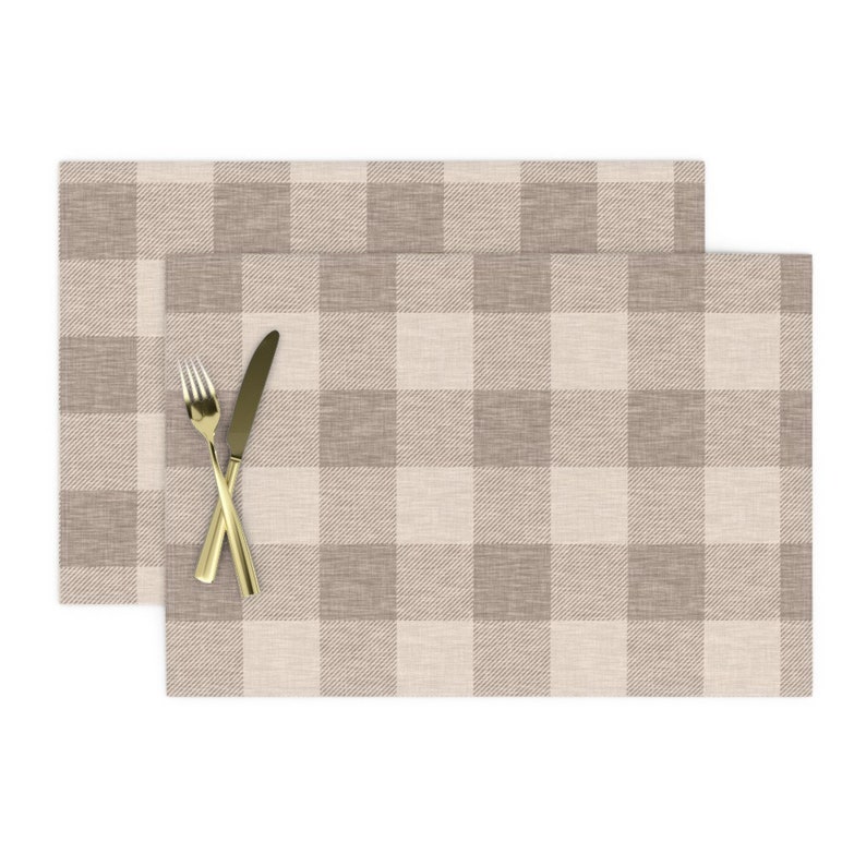 Plaid Placemats Set of 2 2 Buffalo Check Light Brown by Etsy