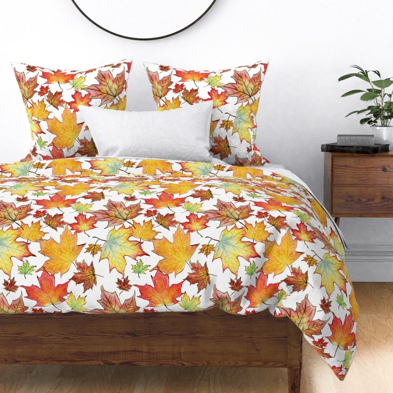 Watercolor Duvet Cover Autumn Maple Leaves 18 Inch by Etsy