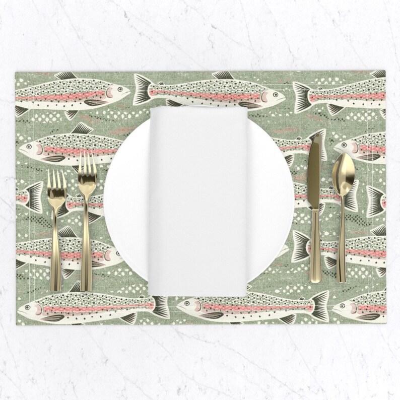 Fish Placemats set of 2 Rainbow Trout by Fleabat Rainbow Etsy