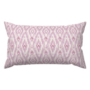 Bohemian Ikat Accent Pillow - Ikat Stripes Pink by bloomerydecor - Tropical Hot Pink Maximalist Rectangle Lumbar Throw Pillow by Spoonflower