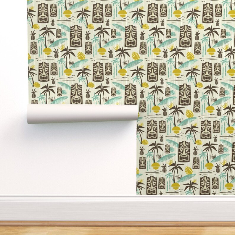 Tiki Commercial Grade Wallpaper Island Tiki by Heatherdutton - Etsy