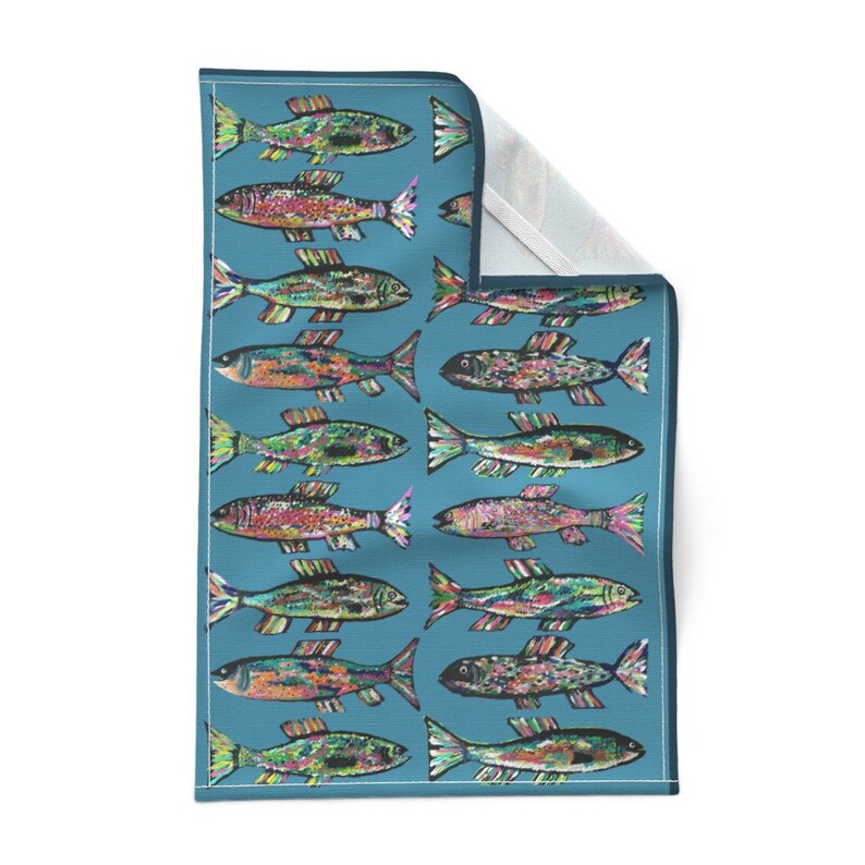 Fish Rainbow Trout Linen Cotton Tea Towels by Spoonflower Set of 2 Fish Rainbow Trout Linen Cotton Tea Towels by Spoonflower Set of 2