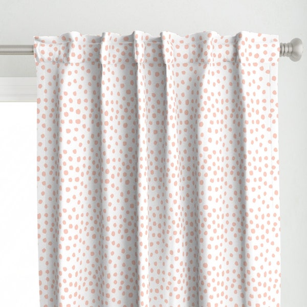 Polka Dot Curtain Panel - Dots Blush Coordinate Painted  by charlottewinter - Blush Dots Nursery Girl Custom Curtain Panel by Spoonflower