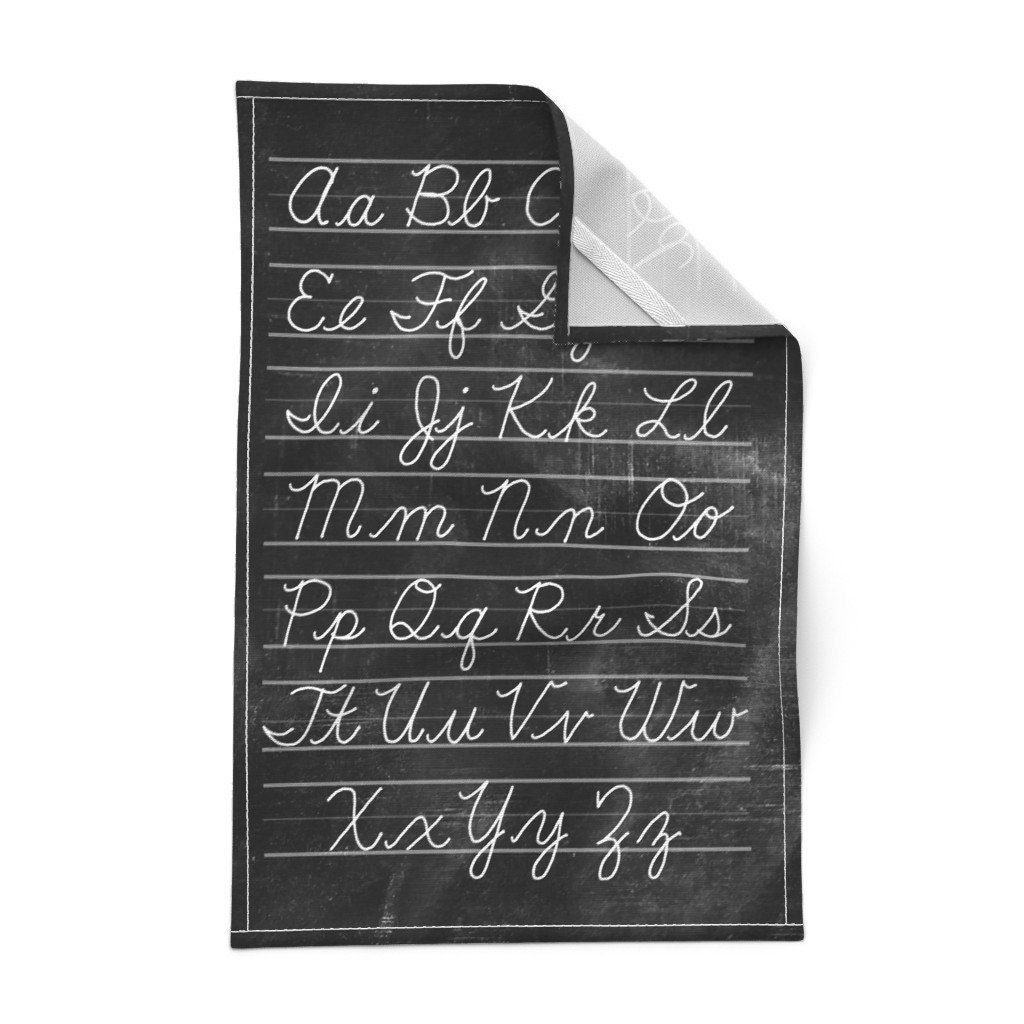 Chalkboard Tea Towel - Cursive Handwriting Alphabet by ...