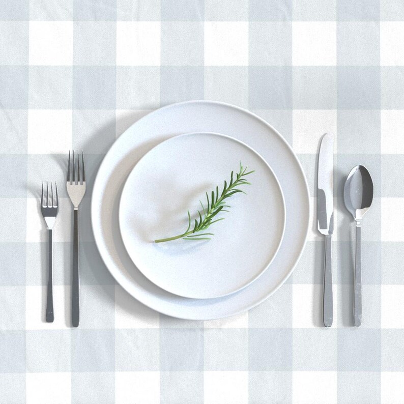 Gingham Tablecloth - Buffalo Check in Light Blue by Willowlanetextiles ...