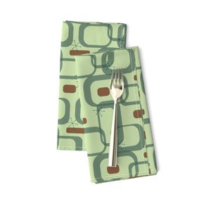 Mid Century Modern Dinner Napkins (Set of 2) -  Green Rectangles by roofdog_designs - Geometric Atomic Retro Cloth Napkins by Spoonflower